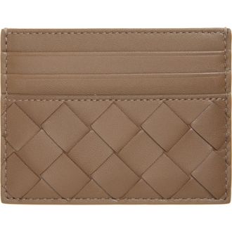Bottega Veneta Intrecciato Leather Card Case in Pinecone-Gold at Nordstrom