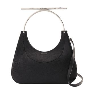 Alexander McQueen Womens Textured Lambskin Shoulder Bag Black