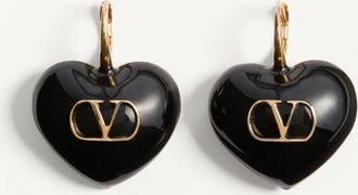 Valentino Garavani Orecchini Coeur Royal In Metallo E Smalto Donna ORO/NERO UNI
