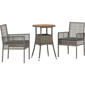 vidaXL Conjunto De Comedor De Jard&iacute;n 3 Pcs Gris Polirat&aacute;n Vidaxl