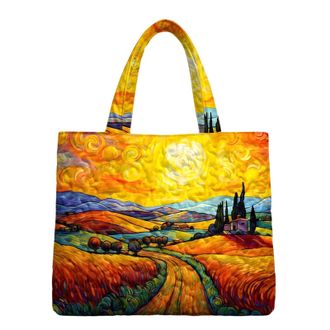 Generic Quilted Tote Bags - Oil Painting | Vintage Lightweight Fashion Large Shoulder Hobo Tote Handbag | for Oil painting landscape