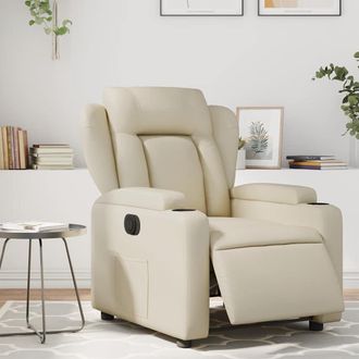 vidaXL Vidaxl - Sill&oacute;n Reclinable El&eacute;ctrico De Cuero Sint&eacute;tico Crema