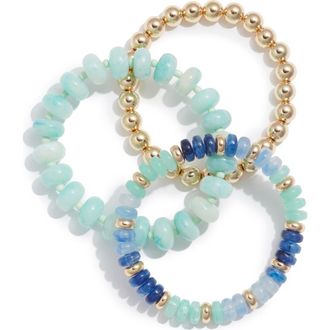 Nordstrom 3-Pack Beaded Bracelets in Blue Multi- Gold at Nordstrom