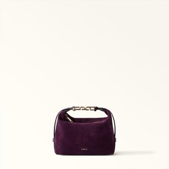 Furla Tonie Shoulder Bag Xl Toni Winter Bloom Purple Suede Woman
