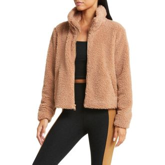 Beyond Yoga Faux Fur Zip Jacket in Camel at Nordstrom Rack, Size Medium