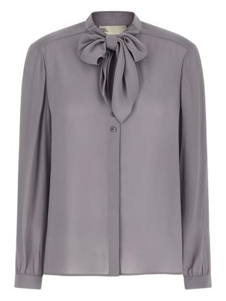 Tory Burch Georgette bow mandarin collar blouse - Grey