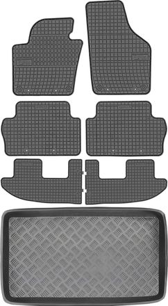 OEM Volkswagen Sharan Ii Van Del 2010 Set - Alfombrillas De Goma Para Coche + Alfombrilla Para Maletero