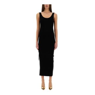 Michael Kors Midi Dresses, female, Black, Size: M Ribbed Knit Midi Dress