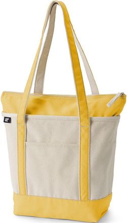 Lands End Zip Top Canvas Tote Bag in Natural/goldenrod at Nordstrom, Size Medium
