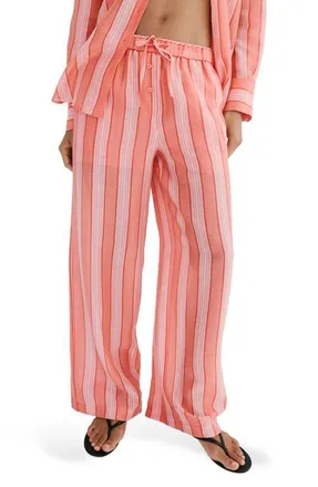 Mango Straight Fit Stripe Pants in Orange at Nordstrom, Size Medium