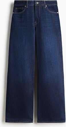 H&M Wide Regular Jeans in Dark Denim Blue at Nordstrom, Size 16