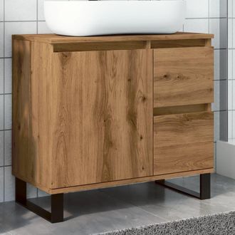 Berkfield Home Bathroom Sink Cabinet Artisan Oak 65x33x60 cm Engineered Wood in Brown | Size: 65 x 33 x 60 cm