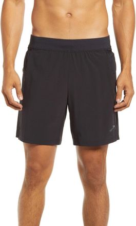Brooks Brooks Sherpa 2-In-1 Shorts Mens Black Elastic Waist Brief Lined DSGL1036