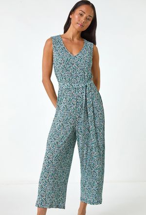 Roman Ditsy Crinkle Crop Jumpsuit