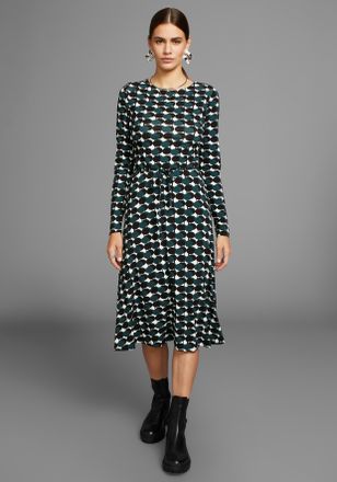 Daniel Hechter Jerseykleid HECHTER PARIS, Damen, Gr. 38, N-Gr, schwarz-weiss (schwarz, wei&szlig;, gemustert), Single Jersey, Obermaterial: 95% Viskose, 5% Elasthan, figur