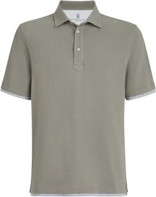 Brunello Cucinelli Piqu&eacute; polo shirt in Khaki at Nordstrom, Size Xxx-Large Eu