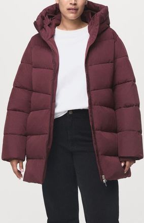 Mango Water Repellent Hooded Puffer Coat in Maroon at Nordstrom, Size Xx-Small