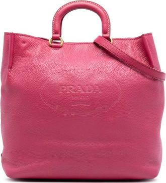 Prada Pre-owned Prada Vitello Daino Embossed Canapa Logo Open Convertible Tote IWLLFKKR3BVA9717