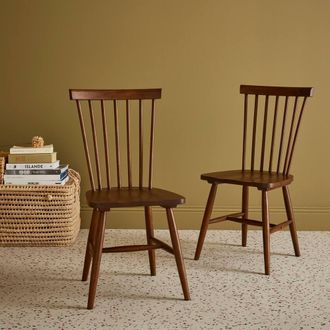 Sweeek Pair Of Wooden Dining Chairs in Brown