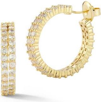 Chloe and Madison Double Row Cubic Zirconia Hoop Earrings in Gold at Nordstrom Rack