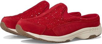 Easy Spirit Traveltime Womens Clog Shoes Red Suede/Red Sequin Boucle : 10.5 M (B), Leather/Mesh/Suede