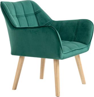 HOMCOM Poltroncina dal Design Scandinavo in Legno e Velluto Verde - Homcom