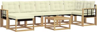 vidaXL Conjunto De Sof&aacute;s De Exterior 8 Uds. Blanco Y Crema Vidaxl