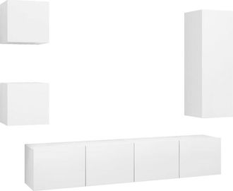 vidaXL Set De Muebles De Sal&oacute;n Tv 5 Piezas Madera De Ingenier&iacute;a Blanco Vidaxl