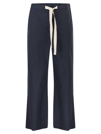 Max Mara S Pantalones Maxmara Smmargento de algod&oacute;n con cord&oacute;n