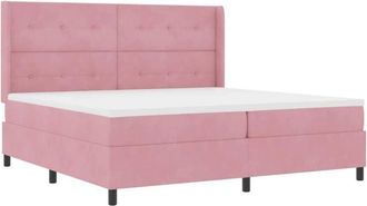 vidaXL Box Spring Bed with Mattress Pink 200 x 200 cm Velvet vidaXL