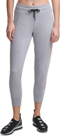 DKNY Sport Ombre Logo Cropped Jogger Pants In Pearl Gray Heather
