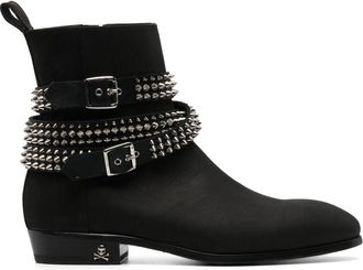 Philipp Plein Nubuck 30mm Rockstud-embellished boots - men - Calf Leather/Calf Leather/Calf Leather/Metal - 42 - Black