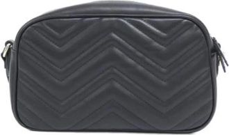 Gucci Pre-owned GG Marmont Quilted Chevron Leather Shoulder Bag - Dames - Vintage Schoudertas - Zwart - ONE Size - Vintage