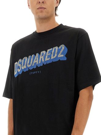 Dsquared2 Logo-Embroidered Cotton T-Shirt - Black