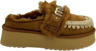 Mou Platform Mule - Dames - Slip ons - Bruin - 37 EU - Wol - Schoenen
