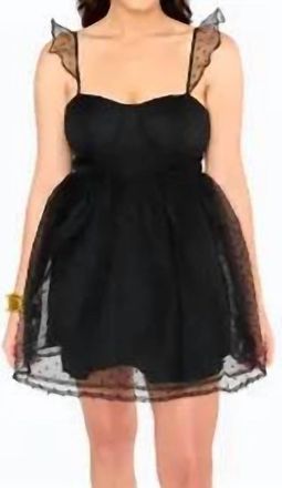 BuddyLove Swiss Dot Mini Dress In Black