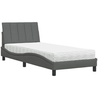 vidaXL Cama Con Colch&oacute;n Hanko Tela Gris Oscuro 90x190 Cm Vidaxl