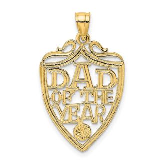 Diamond2Deal 14k Yellow Gold DAD OF THE YEAR PLAQUE Charm
