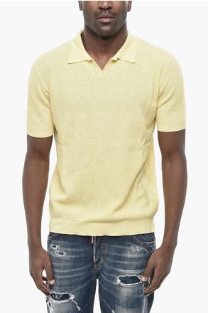 Altea Linen And Cotton Polo With Open Collar size Xxl