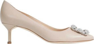 Manolo Blahnik Schoenen, Dames, Beige, 39 EU, Leer, Hangisi 50 Pump