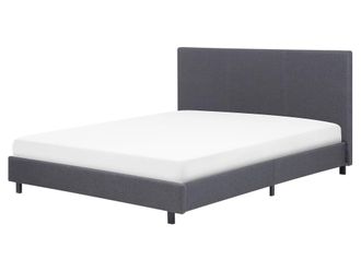 Beliani Cama matrimonial de tejido gris 160x200