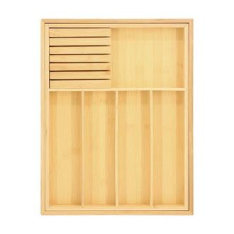 MegaChef Adjustable Wood Drawer Storage and Organization Tray with Removable Knife Block in Bamboo at Nordstrom