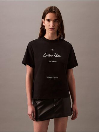 Calvin Klein Jeans Calvin Klein Womens New York Logo Graphic Boxy Fit T-Shirt - Black - XS
