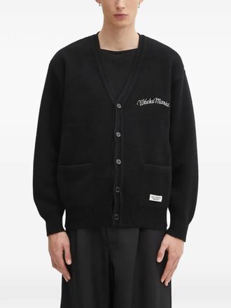 Wacko Maria embroidered V-neck cardigan - men - Wool - M - Black