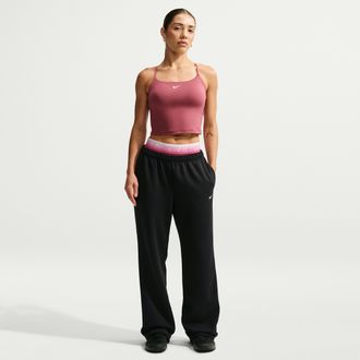 Nike Womens Studio Fleece Sport Dri-FIT Mid-Rise Open-Hem Pants in Black | IR8161-010