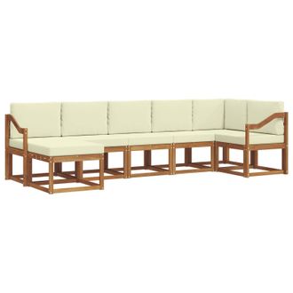 vidaXL Conjunto De Sof&aacute;s De Exterior Con Coj&iacute;n 7 Pcs Natural Y Crema Vidaxl