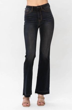 Judy Blue High Waist Release Hem Slim Boot Cut Jeans In Black