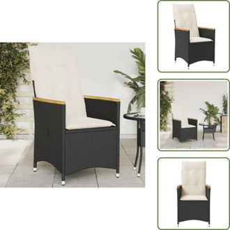 vidaXL Cuscino per schienale - vidaXL Sedia Reclinabile da Giardino con Cuscini Nera in Polyrattan - Poltrona in rattan