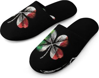 Generic Italy Clovers Flag Cotton Slippers for Men Memory Foam House Slippers Soft Anti-skid Sole Indoor Outdoor Shoes