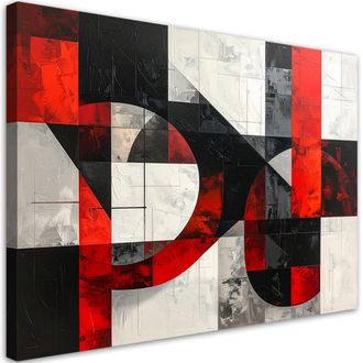 Feeby Impresi&oacute;n De Imagen, Abstracci&oacute;n Geom&eacute;trica Rojo Gris, 120x80